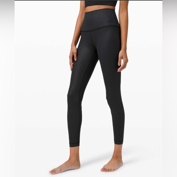 Lululemon Align Pant II 25" in Lattice Work Emboss Black Size 8 - Picture 1 of 5
